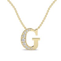 G Bound Initial Pendant with Lab-Grown Diamonds and Attached Chain 0.17cts