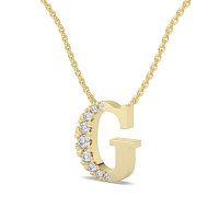 G Bound Initial Pendant with Lab-Grown Diamonds and Attached Chain 0.17cts