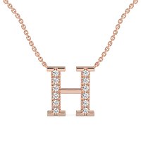 H Bound Initial Pendant with Lab-Grown Diamonds and Attached Chain 0.18cts