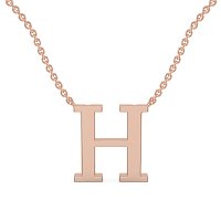 H Bound Initial Pendant with Lab-Grown Diamonds and Attached Chain 0.18cts
