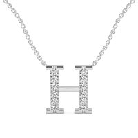 H Bound Initial Pendant with Lab-Grown Diamonds and Attached Chain 0.18cts