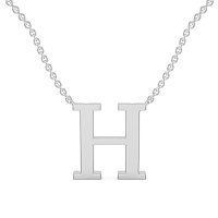 H Bound Initial Pendant with Lab-Grown Diamonds and Attached Chain 0.18cts