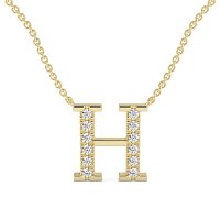H Bound Initial Pendant with Lab-Grown Diamonds and Attached Chain 0.18cts