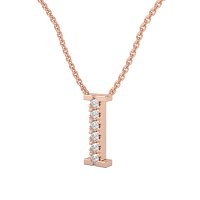 I Bound Initial Pendant with Lab-Grown Diamonds and Attached Chain 0.09cts