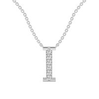 I Bound Initial Pendant with Lab-Grown Diamonds and Attached Chain 0.09cts