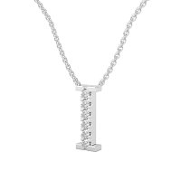 I Bound Initial Pendant with Lab-Grown Diamonds and Attached Chain 0.09cts