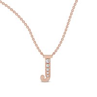 J Bound Initial Pendant with Lab-Grown Diamonds and Attached Chain 0.07cts
