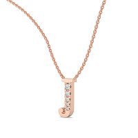 J Bound Initial Pendant with Lab-Grown Diamonds and Attached Chain 0.07cts