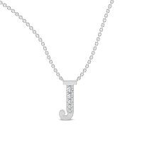 J Bound Initial Pendant with Lab-Grown Diamonds and Attached Chain 0.07cts