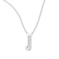 J Bound Initial Pendant with Lab-Grown Diamonds and Attached Chain 0.07cts
