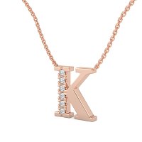 K Bound Initial Pendant with Lab-Grown Diamonds and Attached Chain 0.09cts