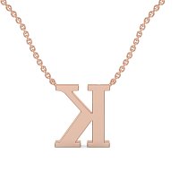 K Bound Initial Pendant with Lab-Grown Diamonds and Attached Chain 0.09cts