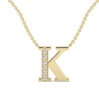 K Bound Initial Pendant with Lab-Grown Diamonds and Attached Chain 0.09cts