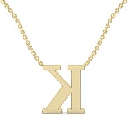 K Bound Initial Pendant with Lab-Grown Diamonds and Attached Chain 0.09cts