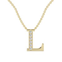 L Bound Initial Pendant with Lab-Grown Diamonds and Attached Chain 0.09cts