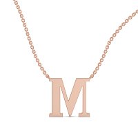 M Bound Initial Pendant with Lab-Grown Diamonds and Attached Chain 0.25cts