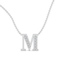 M Bound Initial Pendant with Lab-Grown Diamonds and Attached Chain 0.25cts