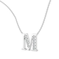 M Bound Initial Pendant with Lab-Grown Diamonds and Attached Chain 0.25cts