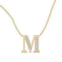 M Bound Initial Pendant with Lab-Grown Diamonds and Attached Chain 0.25cts