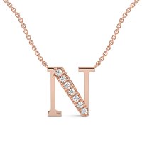 N Bound Initial Pendant with Lab-Grown Diamonds and Attached Chain 0.11cts