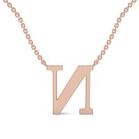 N Bound Initial Pendant with Lab-Grown Diamonds and Attached Chain 0.11cts