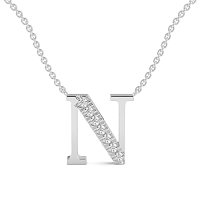 N Bound Initial Pendant with Lab-Grown Diamonds and Attached Chain 0.11cts