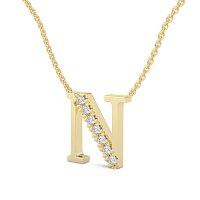 N Bound Initial Pendant with Lab-Grown Diamonds and Attached Chain 0.11cts