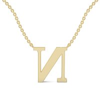 N Bound Initial Pendant with Lab-Grown Diamonds and Attached Chain 0.11cts