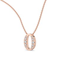 O Bound Initial Pendant with Lab-Grown Diamonds and Attached Chain 0.19cts