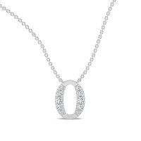 O Bound Initial Pendant with Lab-Grown Diamonds and Attached Chain 0.19cts