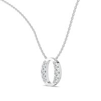 O Bound Initial Pendant with Lab-Grown Diamonds and Attached Chain 0.19cts