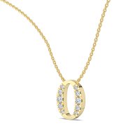 O Bound Initial Pendant with Lab-Grown Diamonds and Attached Chain 0.19cts