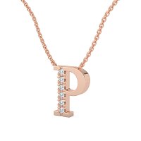 P Bound Initial Pendant with Lab-Grown Diamonds and Attached Chain 0.09cts