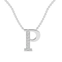 P Bound Initial Pendant with Lab-Grown Diamonds and Attached Chain 0.09cts