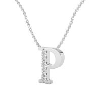 P Bound Initial Pendant with Lab-Grown Diamonds and Attached Chain 0.09cts