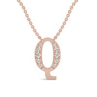 Q Bound Initial Pendant with Lab-Grown Diamonds and Attached Chain 0.19cts