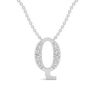 Q Bound Initial Pendant with Lab-Grown Diamonds and Attached Chain 0.19cts