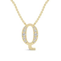 Q Bound Initial Pendant with Lab-Grown Diamonds and Attached Chain 0.19cts