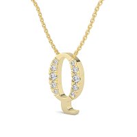 Q Bound Initial Pendant with Lab-Grown Diamonds and Attached Chain 0.19cts