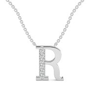 R Bound Initial Pendant with Lab-Grown Diamonds and Attached Chain 0.09cts