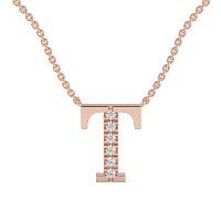T Bound Initial Pendant with Lab-Grown Diamonds and Attached Chain 0.09cts