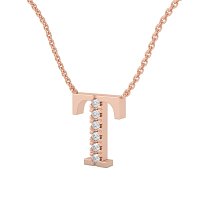 T Bound Initial Pendant with Lab-Grown Diamonds and Attached Chain 0.09cts