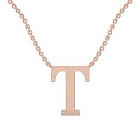 T Bound Initial Pendant with Lab-Grown Diamonds and Attached Chain 0.09cts