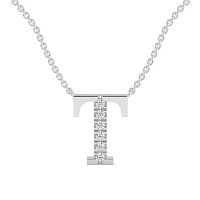 T Bound Initial Pendant with Lab-Grown Diamonds and Attached Chain 0.09cts