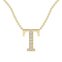 T Bound Initial Pendant with Lab-Grown Diamonds and Attached Chain 0.09cts