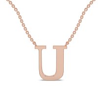 U Bound Initial Pendant with Lab-Grown Diamonds and Attached Chain 0.08cts