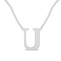 U Bound Initial Pendant with Lab-Grown Diamonds and Attached Chain 0.08cts