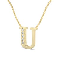 U Bound Initial Pendant with Lab-Grown Diamonds and Attached Chain 0.08cts