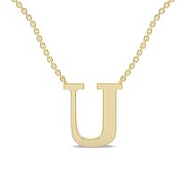 U Bound Initial Pendant with Lab-Grown Diamonds and Attached Chain 0.08cts