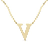 V Bound Initial Pendant with Lab-Grown Diamonds and Attached Chain 0.08cts